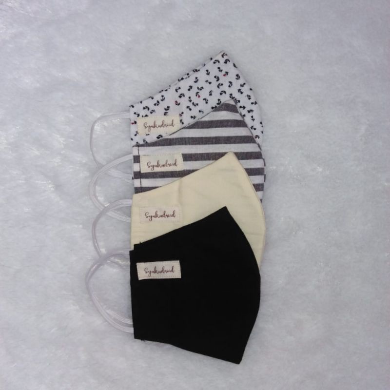 Masker Kain Scuba polos salur motif halus