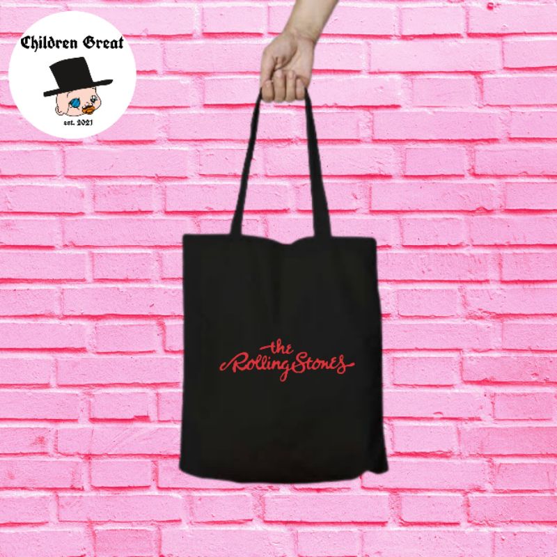 Tote bag THE ROLLING STONES totebag resleting band canvas / tas jinjing hitam polos vintage