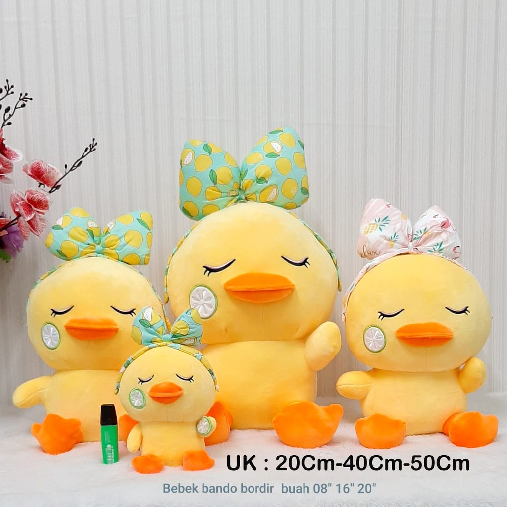 Boneka Bebek Duck Daisy Bando Pita Bordir Buah Import Kado Girl