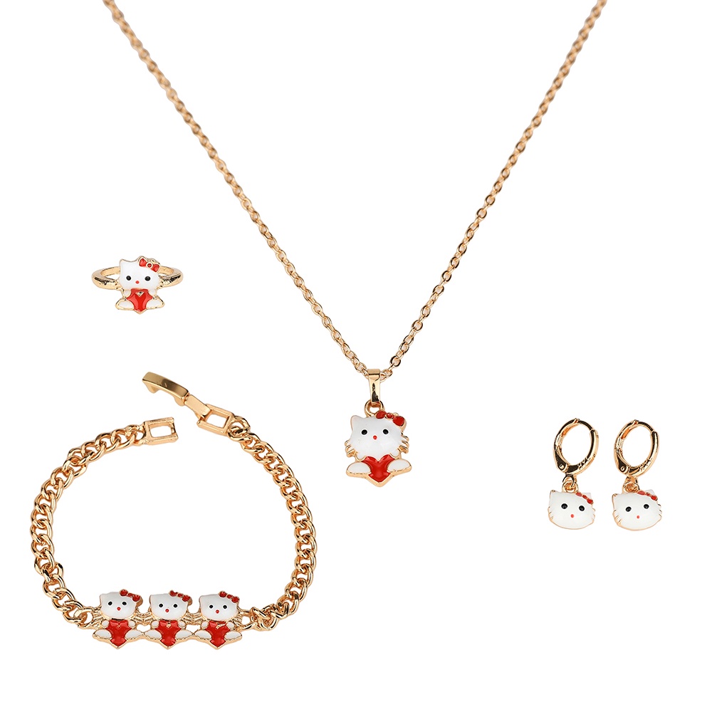 Set perhiasan anak titanium anti karat kalung  wanita anting dan gelang titanium wanita D441