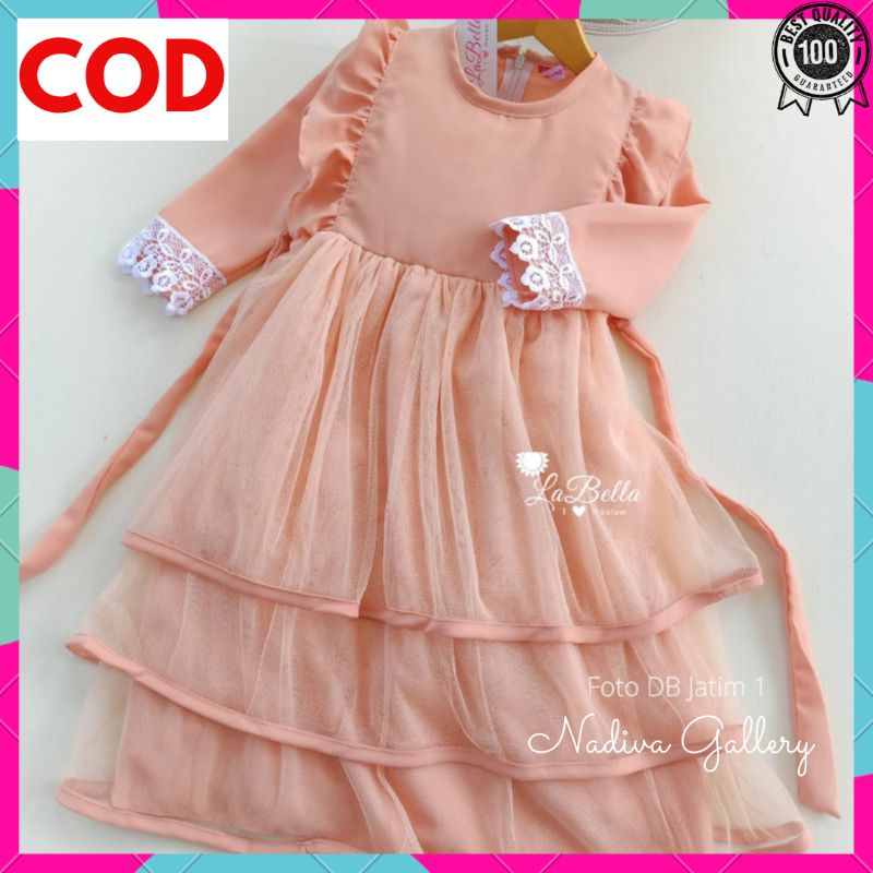 GAMIS ANAK TUTU LABELLA WARNA PEACH UNGU NAVY PINK COKSU COKLAT TERBARU MURAH SAKEENA 3 - 11 TAHUN O