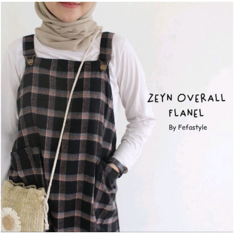 [COD] OVERALL ZEYN MOTIF KOTAK - BAHAN FLANEL IMPORT