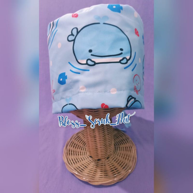 Topi Bedah / Nurse Cap/ Surgical cap/ Topi Motif/Ikan biru