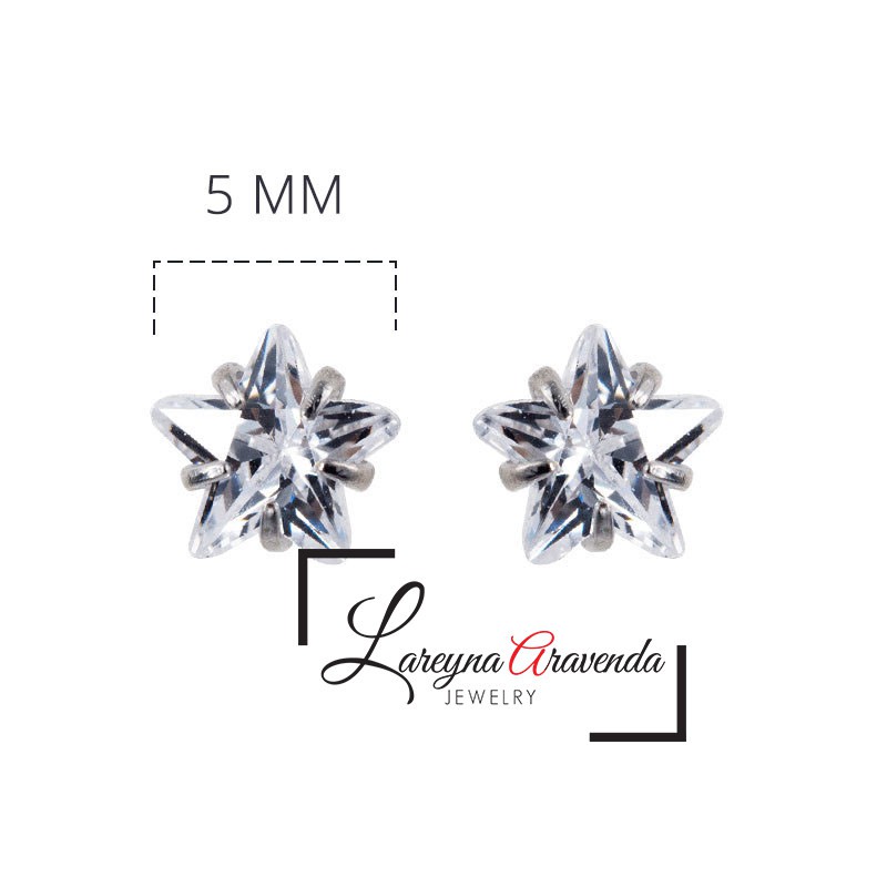 Anting Wanita Titanium Asli Bintang Crystal Kristal Zircon AAA ET006