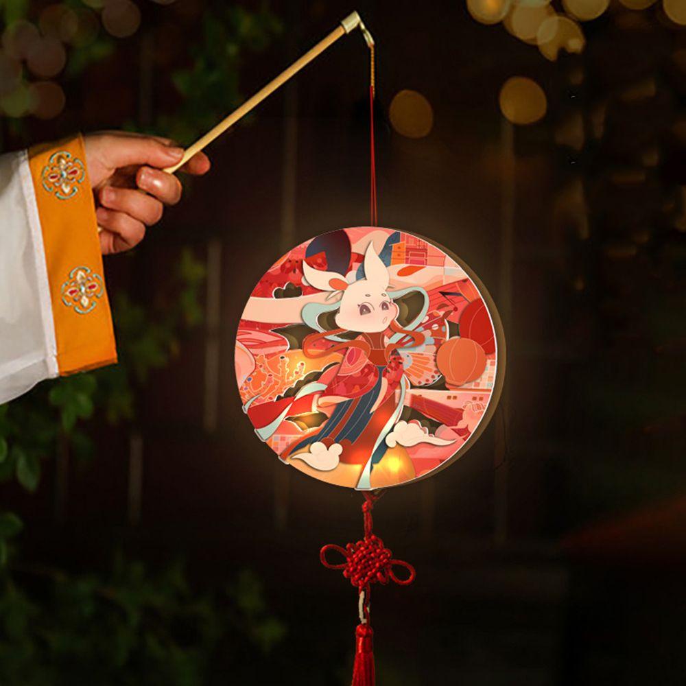 [Elegan] Lentera Festival Mid-Autumn Lentera Portabel Gaya Luminous Tradisional China Buatan Tangan Bahan DIY