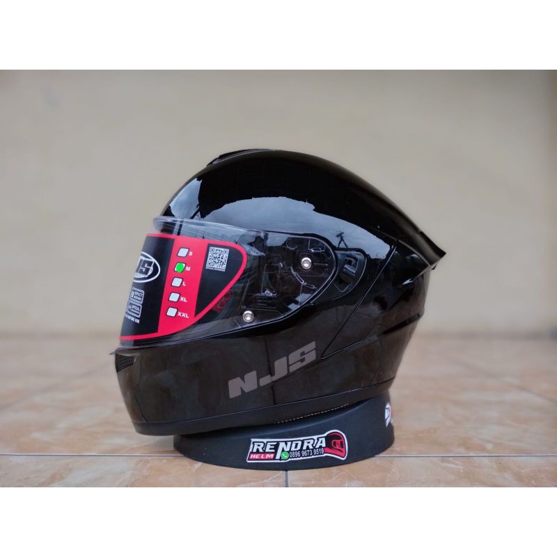 Helm NJS Zx1 Motif/ Poloss. NJS ZX- 1R Solid White. Original 100% ( Ogkir Termurah 2kg )-Zx-1 Solid BK Glosi
