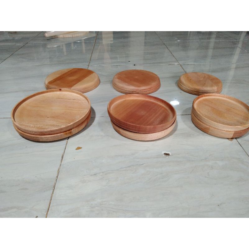 Baki Kayu /Piring Kayu/ Lepek Kayu / Piring Saji Kayu Mahoni Diamater 15 cm/ 17 cm / 20 cm