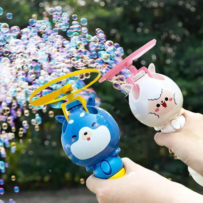 Mainan Kids Automatic Gattling Bubble Gun Toys Summer Soap Water Bubble Machine 2-in-1 Electrik