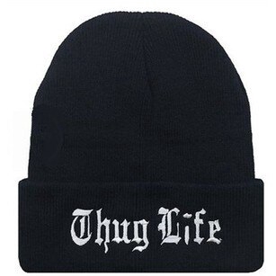 beanie hat embroidery Thug Life  Hat Hip Hop topi budak bonnettopi pria  brimless cap topi wanita