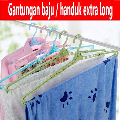 Gantungan Baju Handuk Extra Panjang Long Cloth Hanger Tarik Lebar Unik