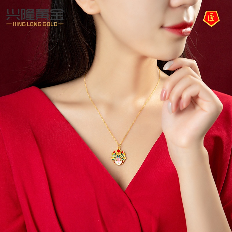 [Ready Stock]Chinese Peking Opera Facial Makeup Pendant Necklace Personality