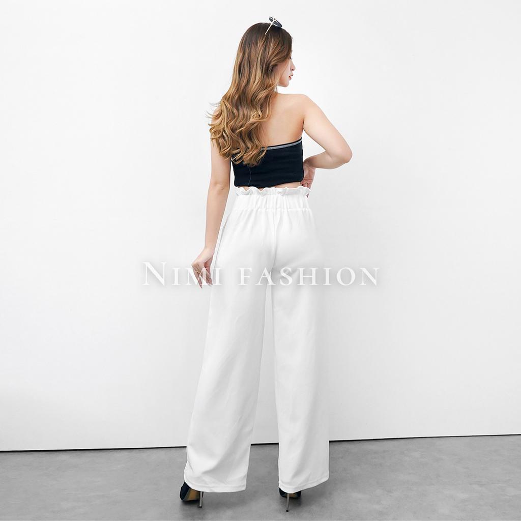 NIMI - Celana Premium Scuba Import | Celana Kulot High Waist Office Pants Import | Wide Leg Free belt