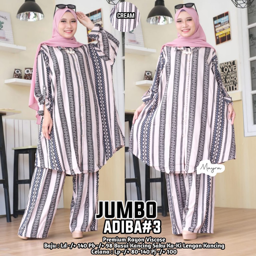 SETELAN TUNIK DAN CELANA JUMBO LD 120 RAYON VISCOSE DIAMOND BUSUI - ADIBA MAYRA #3 SET