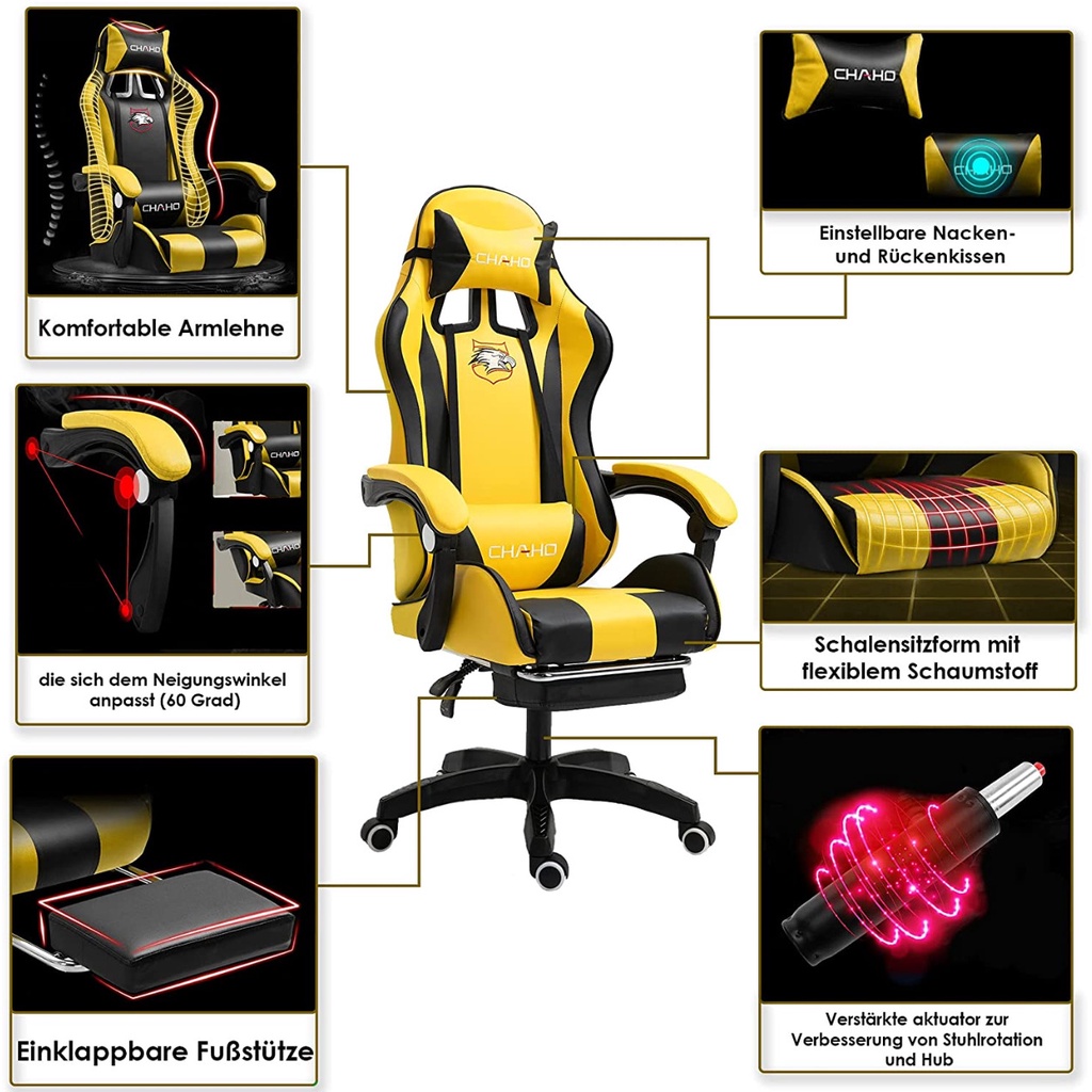 Original Chaho Premium Quality Bangku Gaming Chair Komputer Kursi Gaming Game Chaho Murah Hidrolik Hidraulik