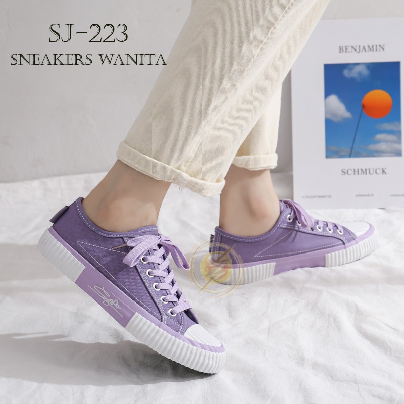 【Jwalk】Sepatu Sneakers Wanita Casual Wear ala Back to School Import Super Premium - Ungu 223