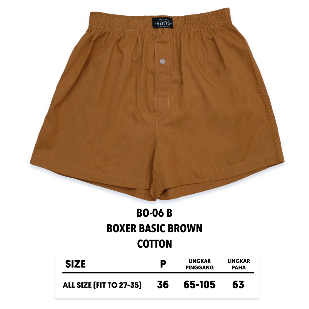 SANVANINA Celana Boxer Unisex Brown Polos Basic | Celana Santai | Celana Pendek |  Brown BO-06B