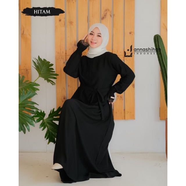 GAMIS YORIS TANGAN RENDA RUMAYYA DRESS EXSLUSIVE  ORIGINAL ANNASIHAH/COD/abaya renda hitam