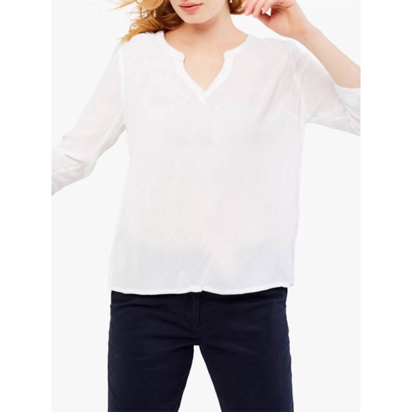 Maurinces white basic split neck blouse