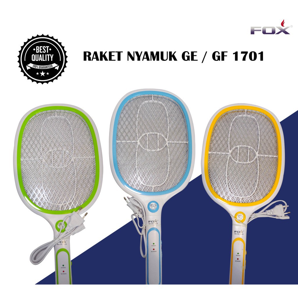 RAKET NYAMUK FOX GE GF1701 WITH LED SENTER SETRUM NYAMUK RECHARGEABLE