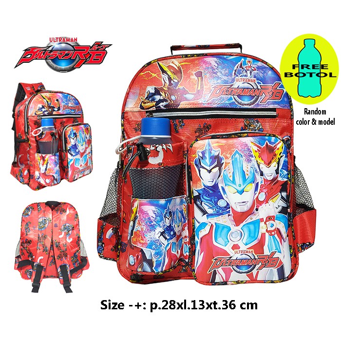 Tas Ransel anak SD karakter Spiderman-Ultraman-captain America free botol / tas anak SD laki-laki