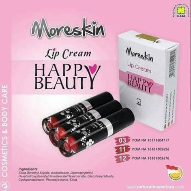 Lip Cream Moreskin Happy Beauty Isi 3 Pcs Shopee Indonesia Lipstik moreskin nasa isi 3