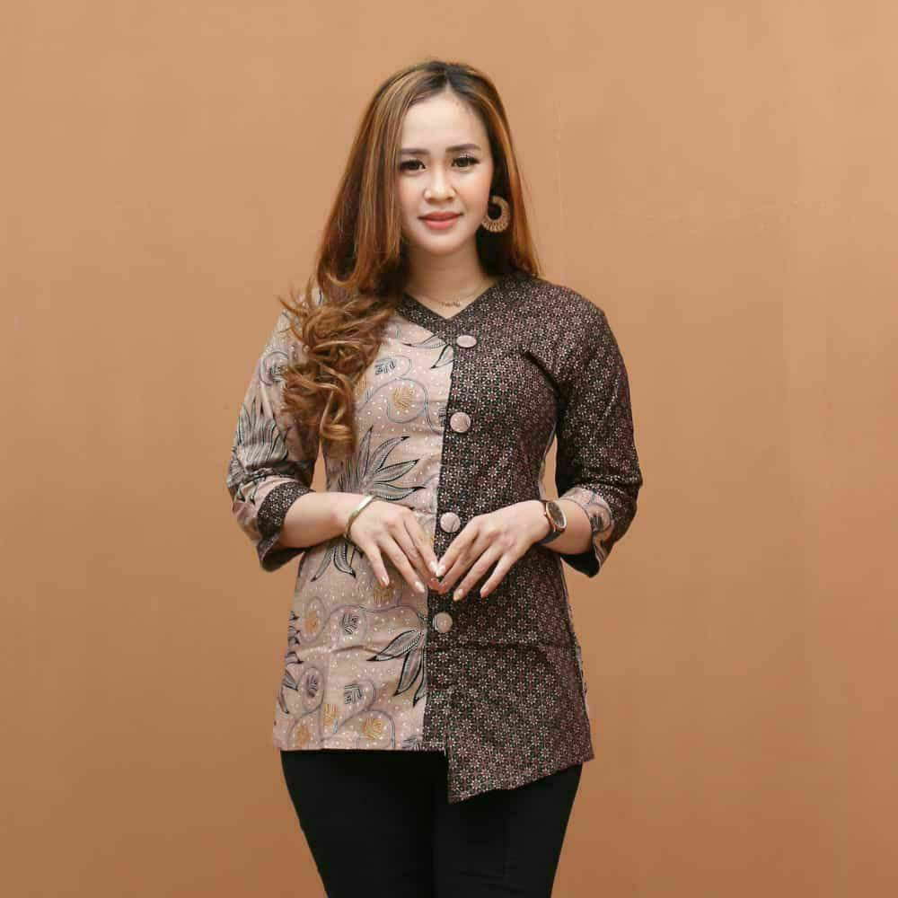 atasan baju batik wanita - blouse batik kantor - batik cewek - kemeja batik wanita - kemeja batik cewek - blouse kantor - bimasakti - bima sakti