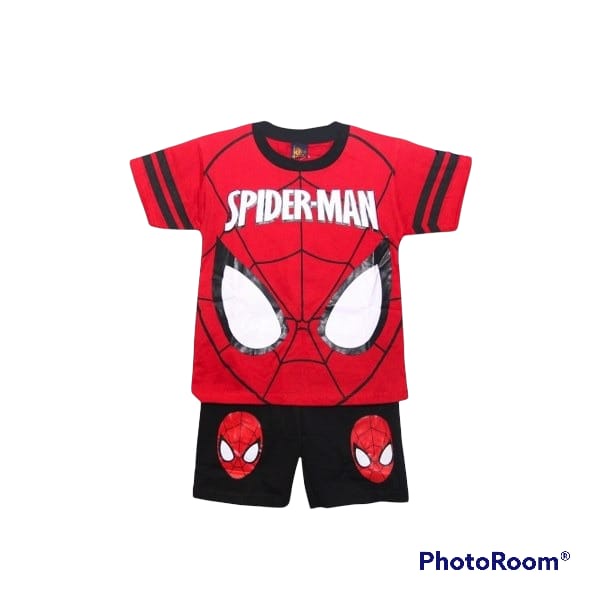 Setelan Baju Kaos Spiderman Anak Laki Laki Umur 1 - 7 Tahun Atasan Pakaian Anak Spidermen Lengan Pendek Murah