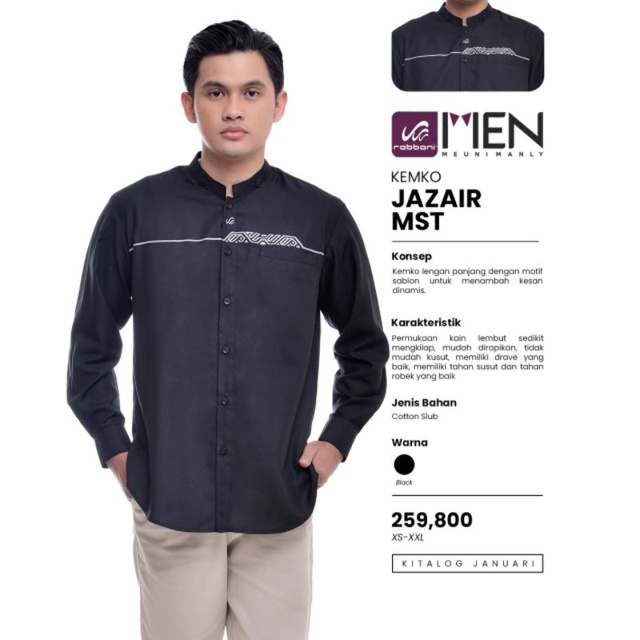 Kemeja Koko Rabbani/Kemko lengan panjang Rabbani Jazair MST/Kemko MEN