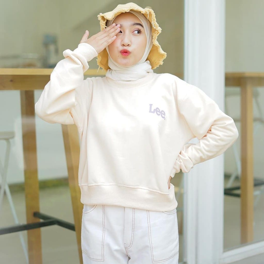 Sweater / Hoodie / Jaket / Crewneck Oversize Crop - Sweater Wanita Kekinian - Sweater Lee Crop