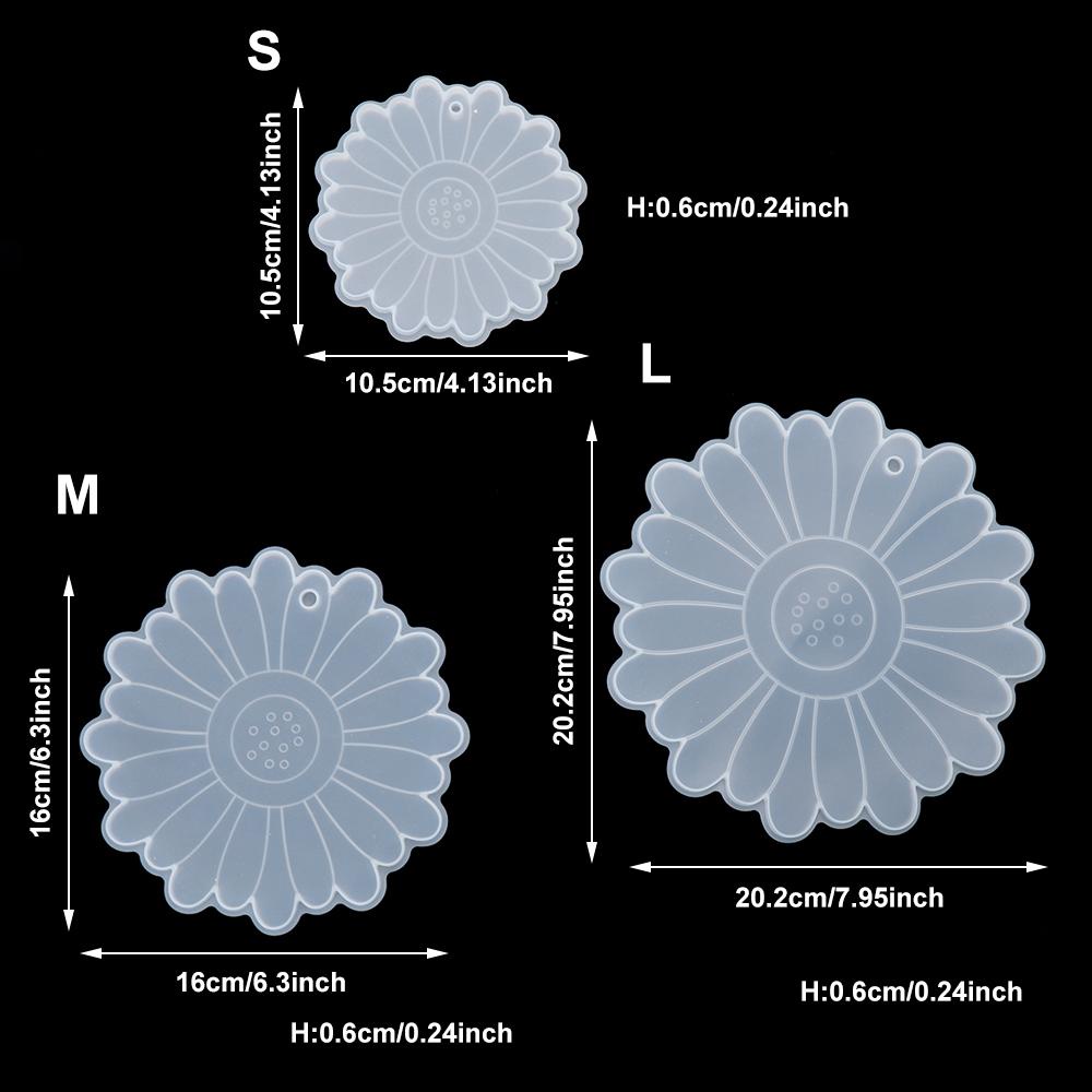 TOP Cetakan Coaster Bunga Matahari DIY Casting Alat Membuat Perhiasan Cup Mat Mold