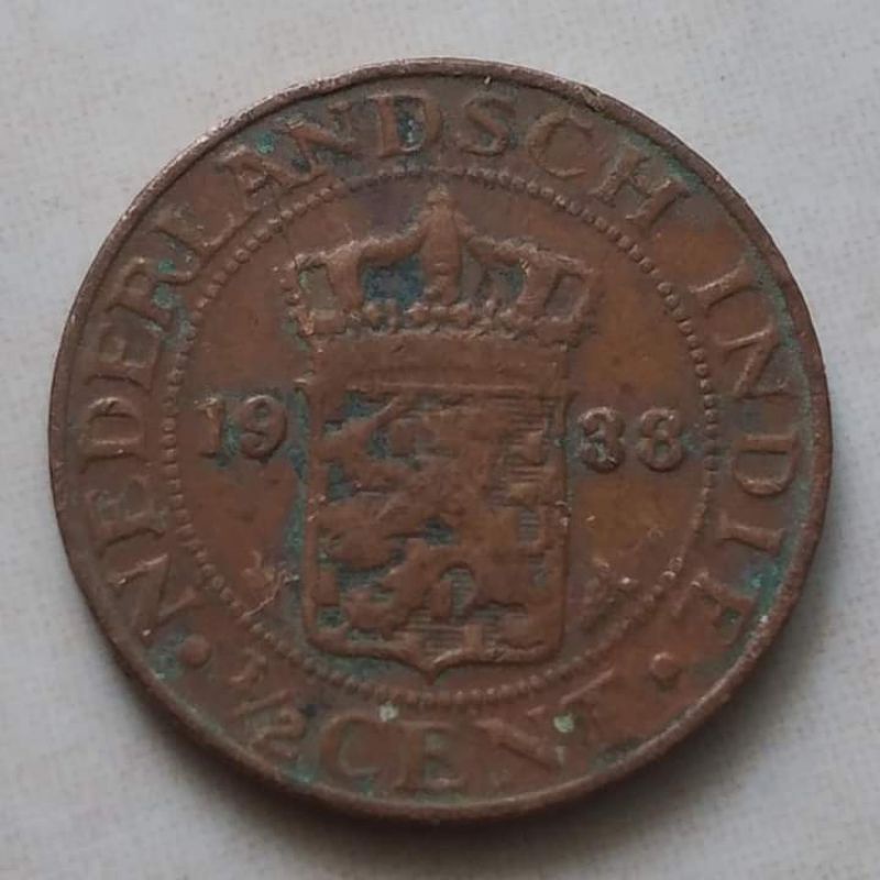 Koin Kuno 1/2 Cent Nederland Indie Benggol 1938 - A4