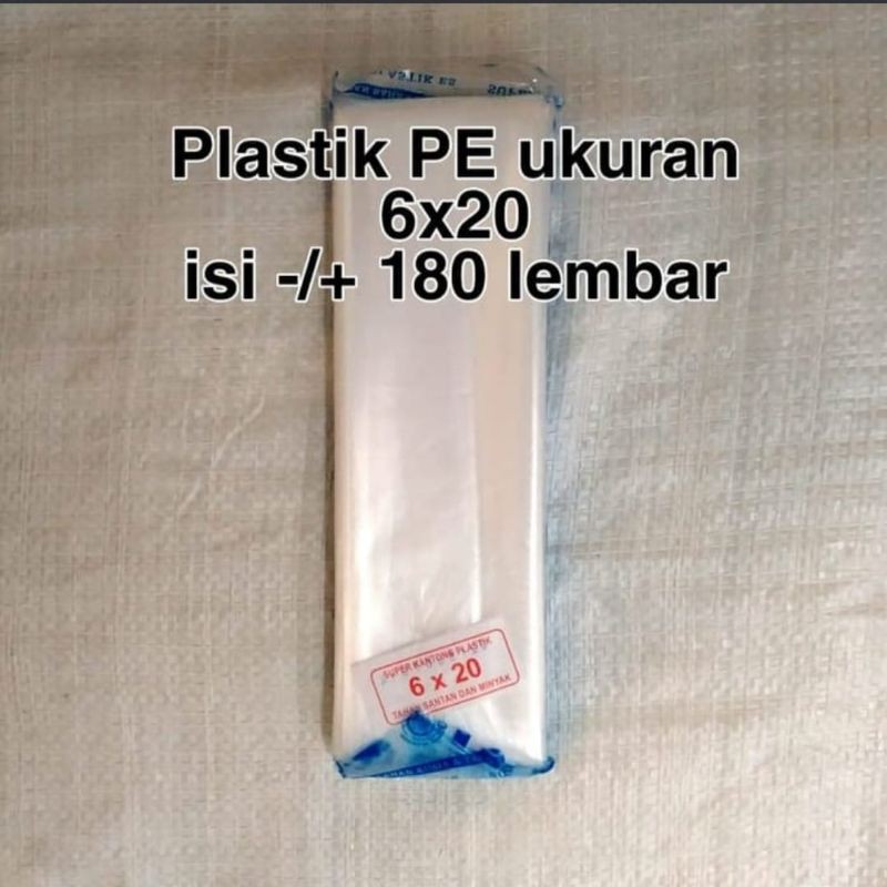 plastik pe uk 6x20  kantong plastik es