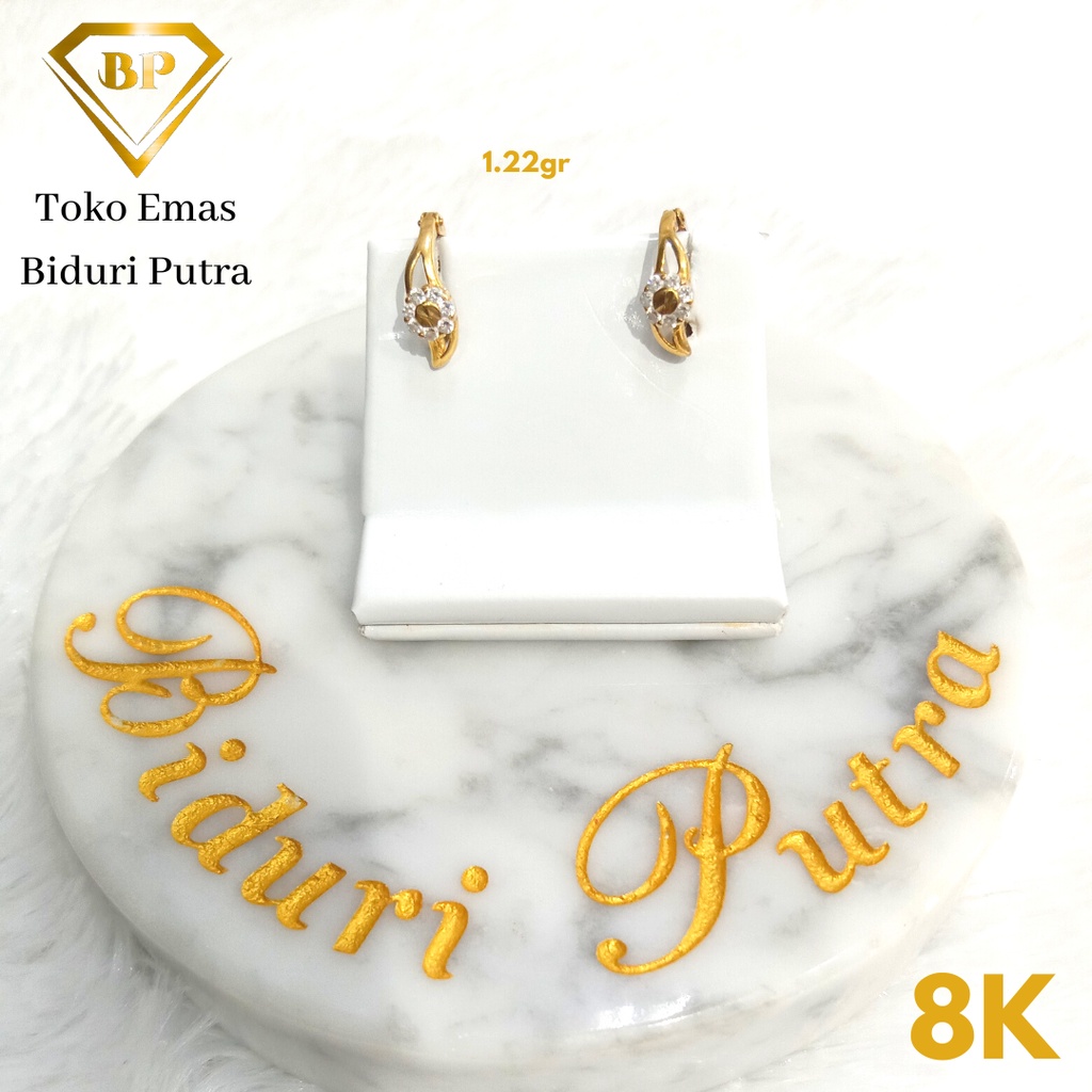 ANTING DESI PERHIASAN EMAS PUTIH ASLI KADAR 8K/375