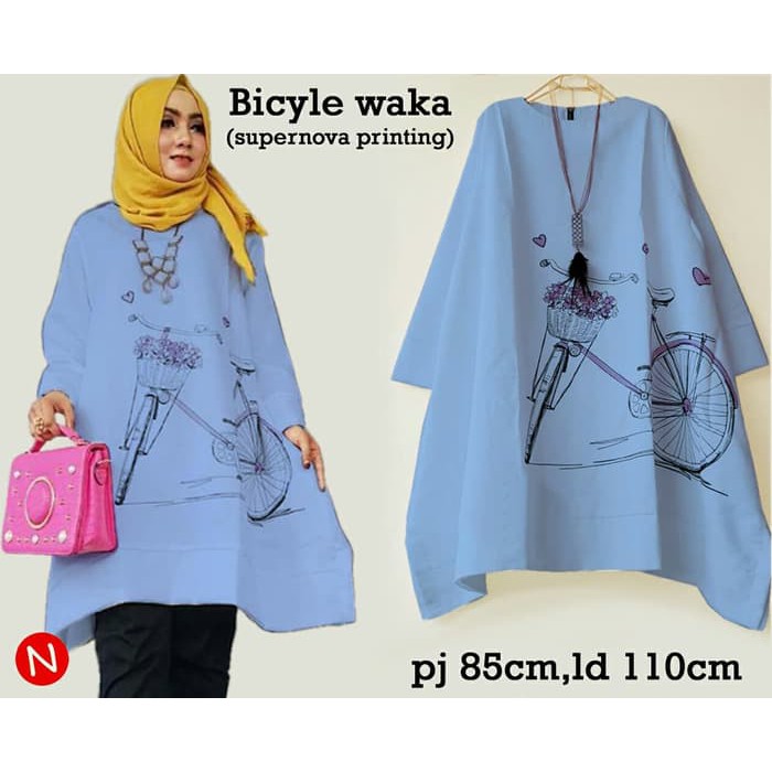 Atasan Wanita - Blus Sifon - Blouse Wanita 55667-Bicycle Waka White, Stellashoppie - Merah Muda