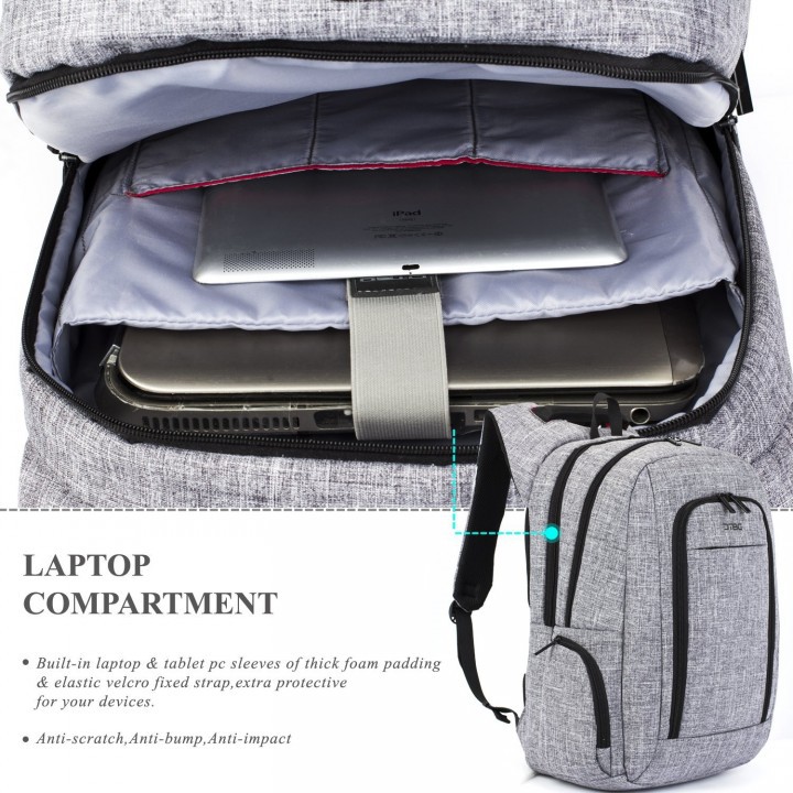 Tas DTBG D8234W 17.3 Inch Slim Laptop Backpack USB Port Bag Grey