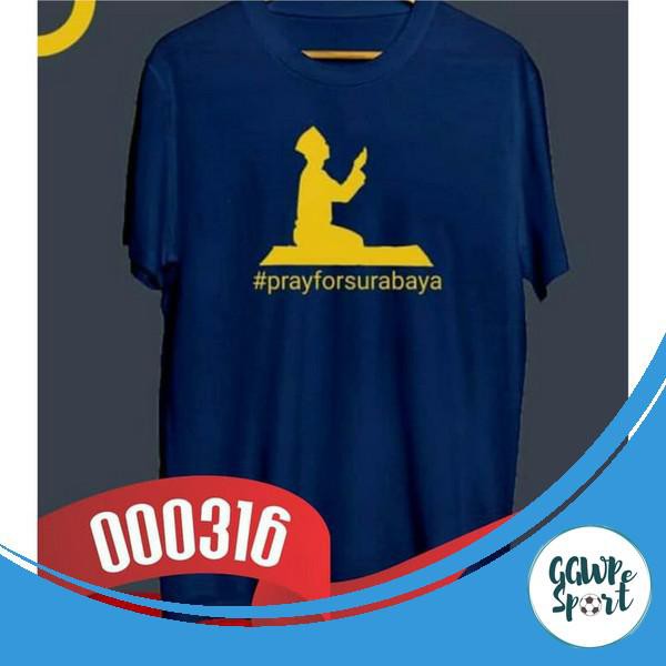 Kaos Distro Premium K316 Pray For Surabaya Baju Distro Kekinian Katun Combed 30S Kualitas Terbaik