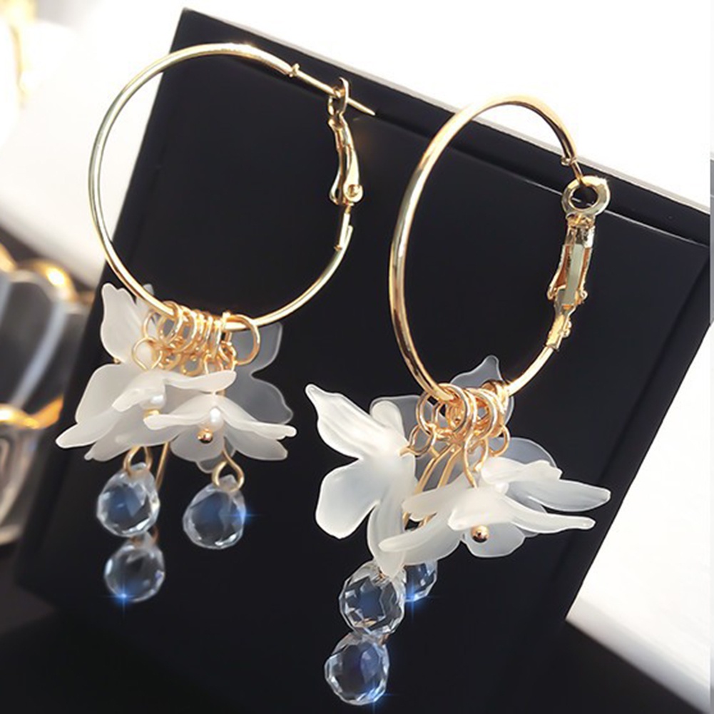 Hu Hu Hu Hu Hu Alat Bantu Pasang Kacamata♡ Anting Tusuk Gantung Wanita Bahan Akrilik Desain Bunga Gaya Elegan Untuk Pestahadiah