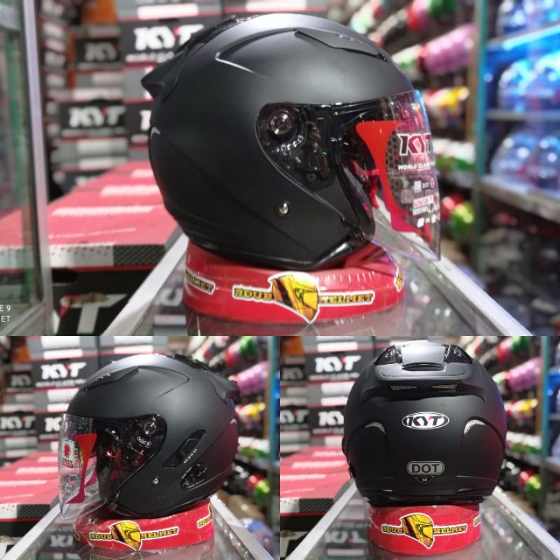 HELM KYT GALAXY FLAT R SOLID WHITE/PAKET GANTENG 100% ORIGINAL SNI-DOT-ORIGINAL BLAC DOFF