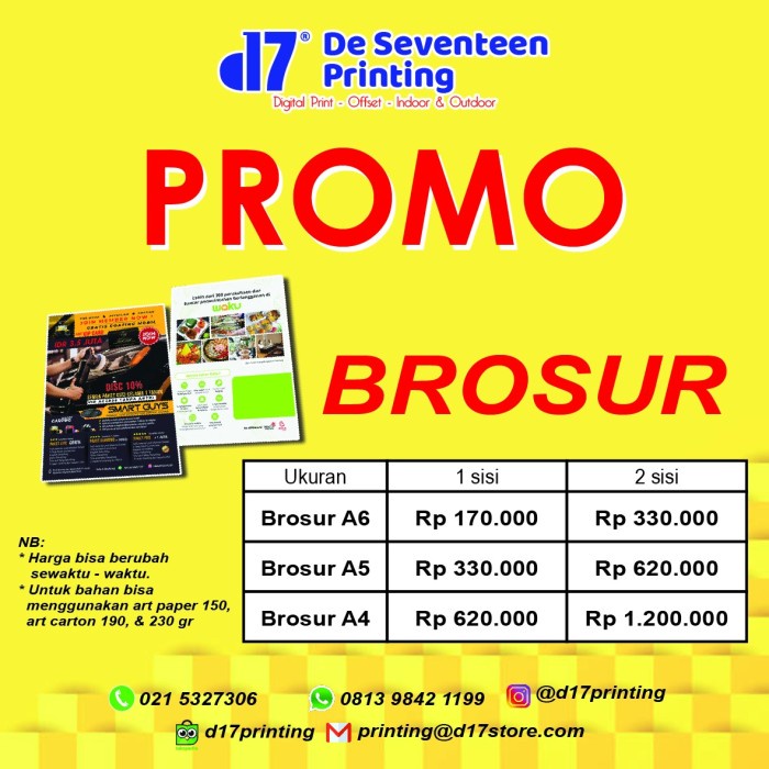 cetak brosur A6 1 rim 1 sisi - Mattpaper 100