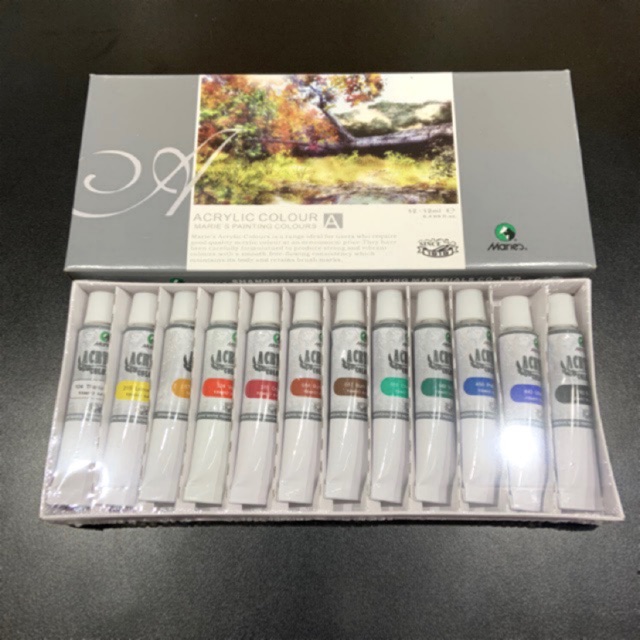 

H7Y MARIES Cat Acrylic 12 Warna 812B 12 Ml Set Paint Cat Lukis Akrilik