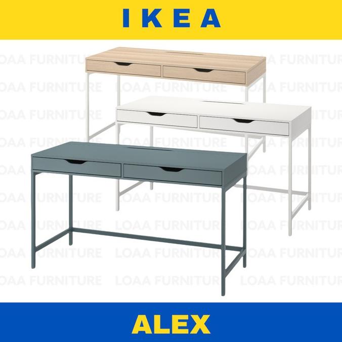 ALEX IKEA - MEJA KERJA MEJA BELAJAR 132X58 CM - 2 LACI FGDF6465E