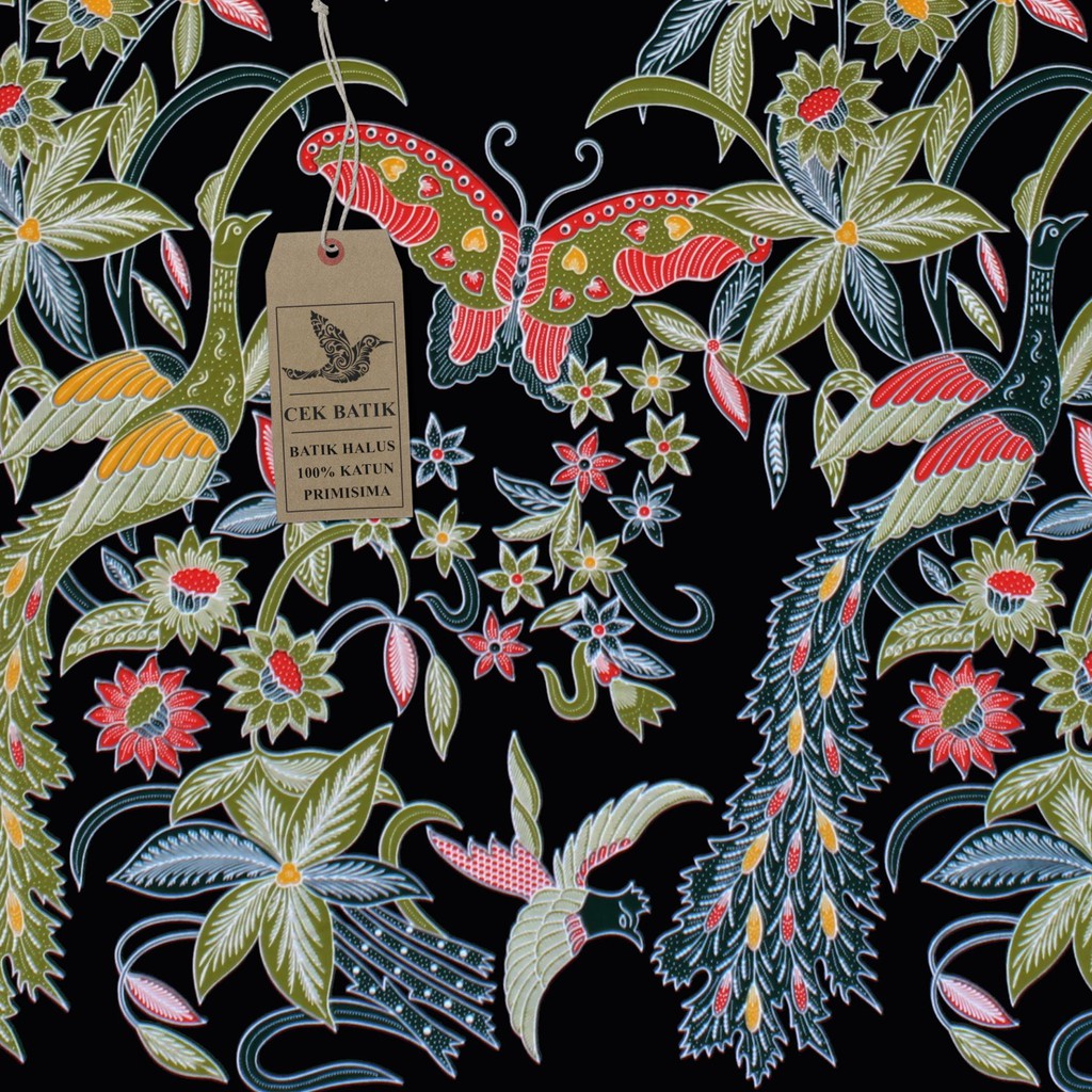 Kain Batik Motif Burung Merak Dan Kupu Kupu Unik Hitam Manis Hijau Shopee Indonesia Kain batik motif kupu warna hijau