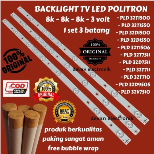 Unik LAMPU BACKLIGHT TV LED POLYTRON PLD 32T1550 32T7511 32T1500 BACKLIGHT POLYTRON 8 KANCING 3 VOL 