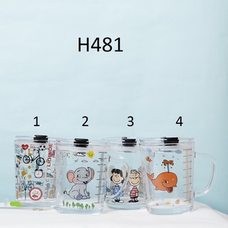 H481 Glass Air Minum Kaca  Motif Animal  Sedotan Beling 