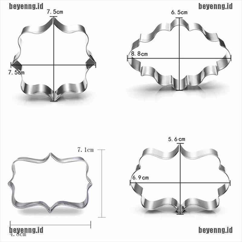 Bey 4pcs / Set Cetakan Pemotong Biskuit / Cookies / Sugarcraft Bentuk Frame Foto 3d Untuk Dapur