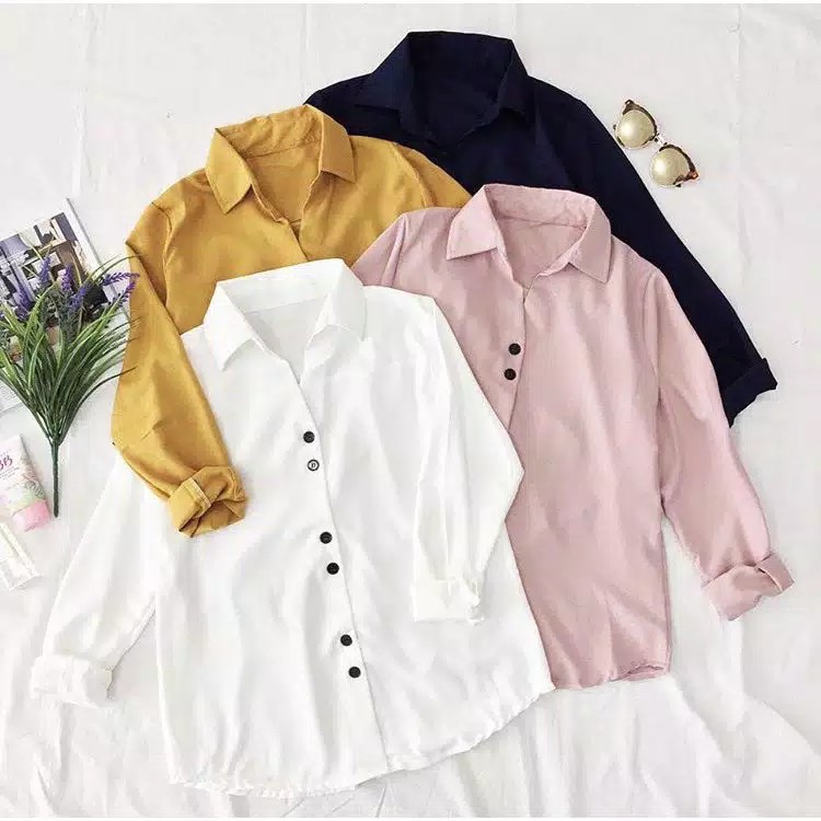 RX Fashion - V Carol shirt Twistcone / Kemeja Carol bahan (Bahan Tebal Banget) -R3