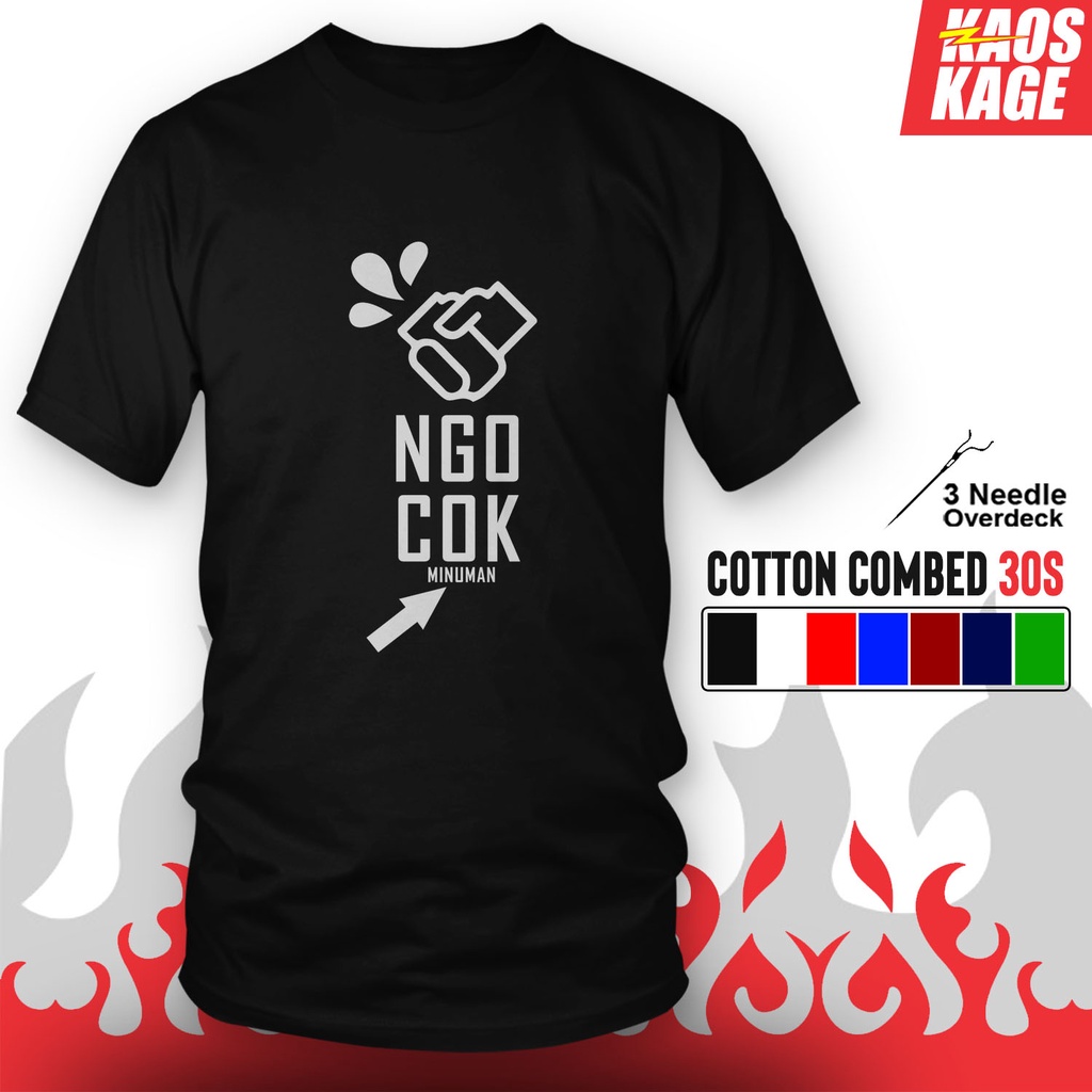 Bayar Ditempat Kaos Baju Distro NGOCOK MINUMAN 100 % Cotton Combed 30s Cewek Cowok Unisex Tees / T-S