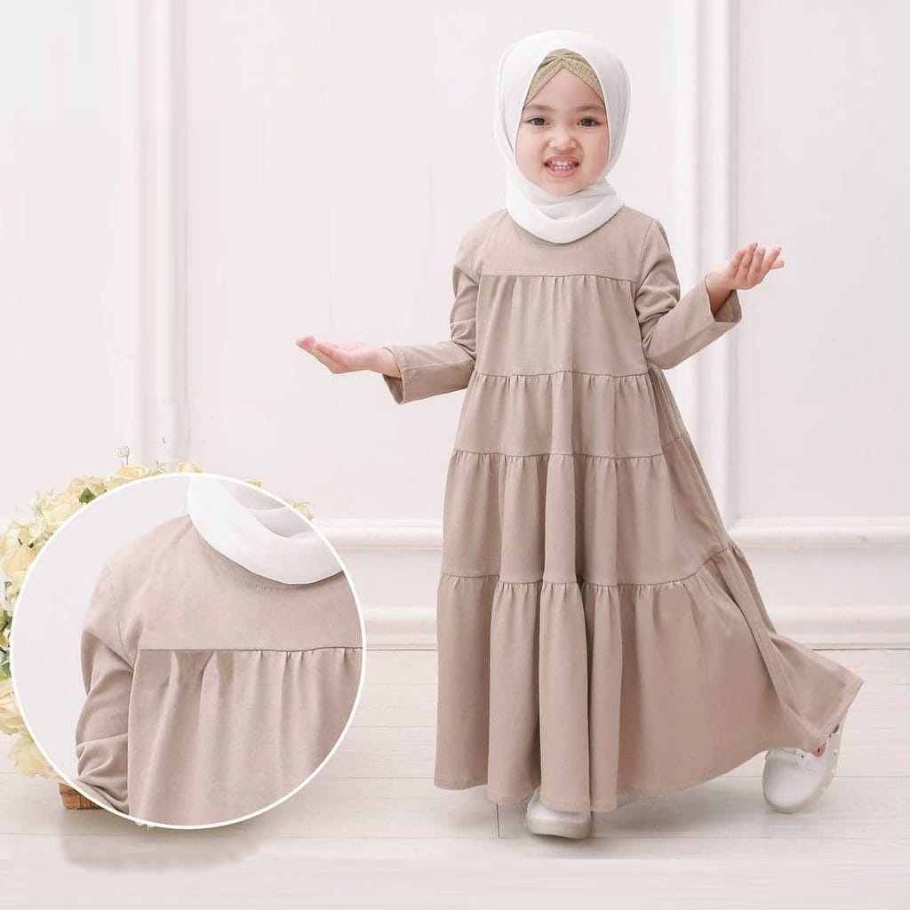 BEFAST - ZTL OOTD Dress Anak BIAN / DRESS ANAK AISYAH / Baju Gamis Anak-Anak Perempuan / Dress Maxy Polos / Fashion Anak Kekinian / Pakaian Anak Muslimah / Baju Ngaji Anak Perempuan / Termurah / Terlaris