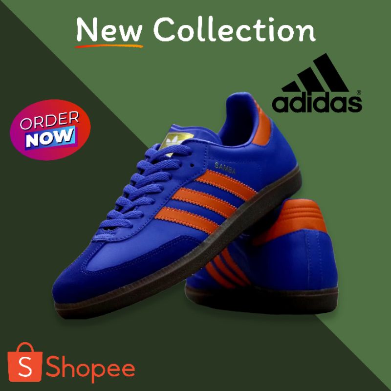 SALE TERMURAH ADIDAS SAMBA OG COLOR BLUE STRIP ORANGE ORIGINAL