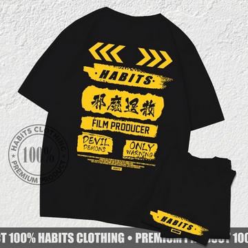 fourfashion Kaos Pria Kaos Distro HABITS FILM PRODUCER Black HC028